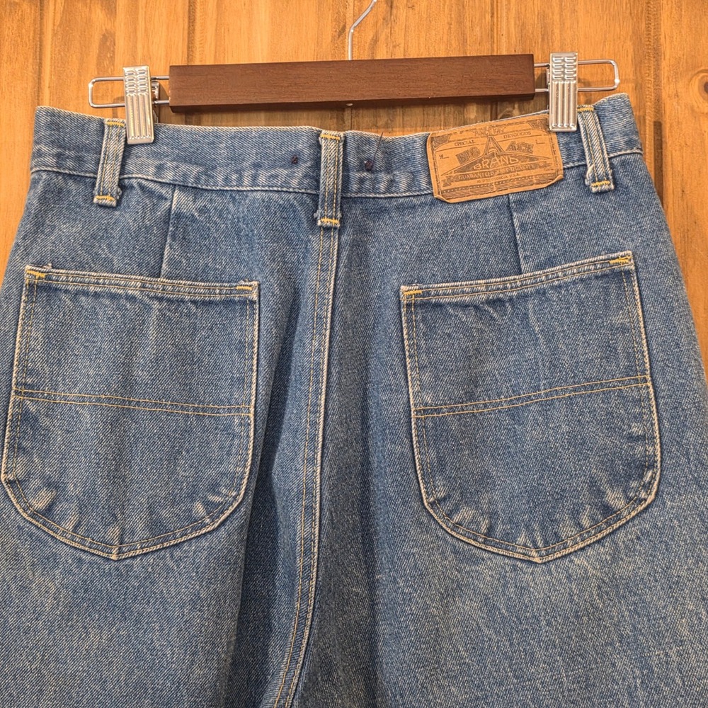 Big A Brand Pleated Denim Jeans Womens 13/14 Blue Excellent Vintage High Waisted - Picture 11 of 12